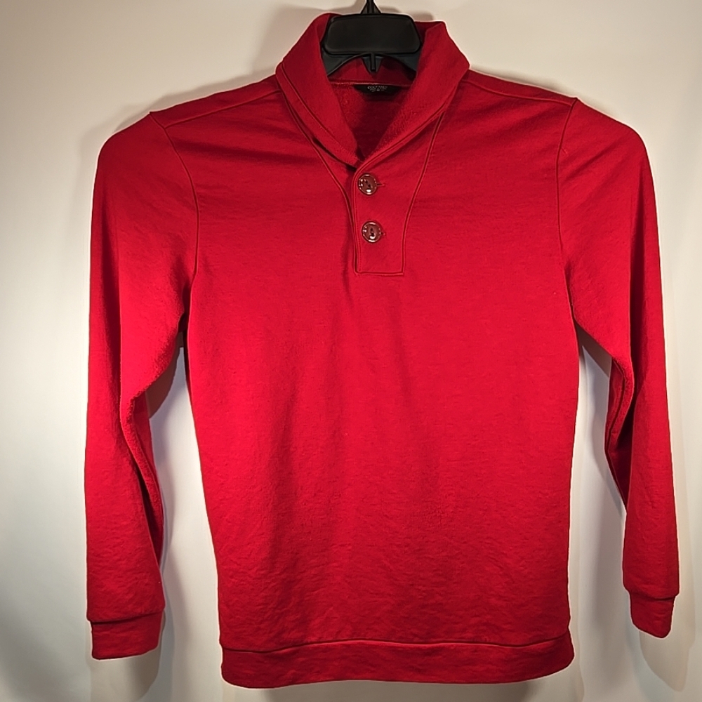 Coofandy Mens Casual Shawl Collar Red Long Sleeve Shirt. Medium